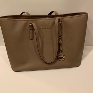 Michael Kors taupe leather tote